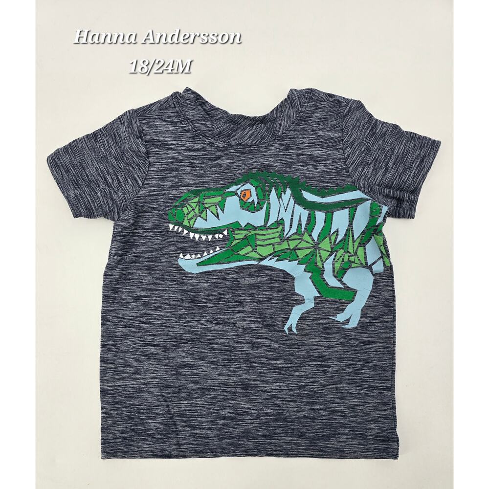 Hanna Andersson Heathered Navy Dino Tee